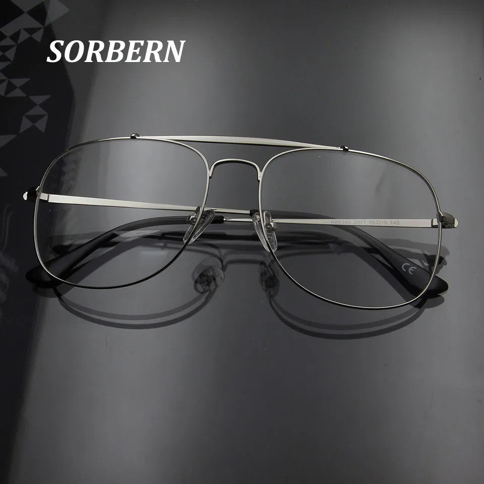 SORBERN Ретро стиль Пилот очки оправа негабаритных мужчин женщин сплав металла очки прозрачные линзы для очков полный обод близорукость очки