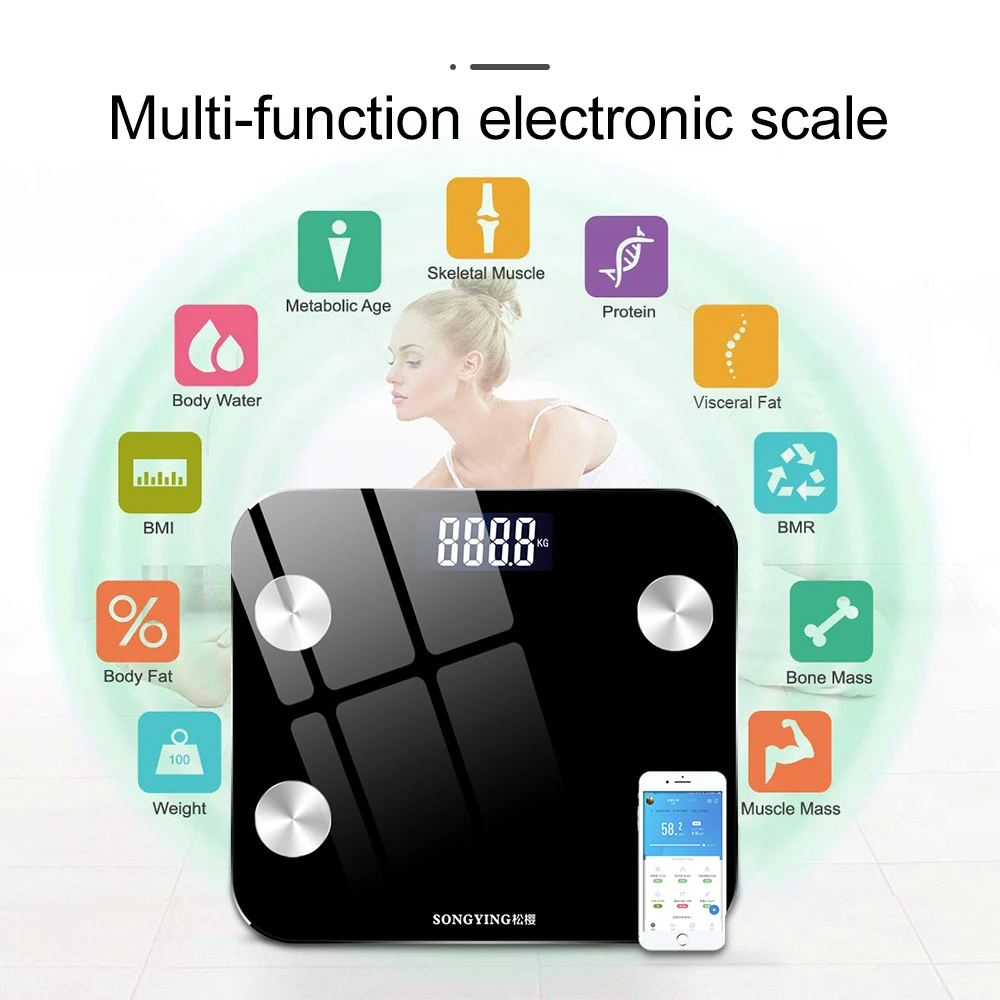 2 Color Household Intelligent Body Fat Scale Floor Scientific Smart
