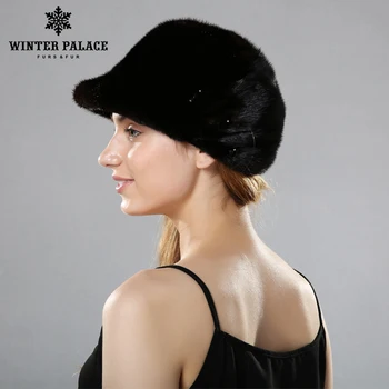

Women fur hat for winter whole real mink fur cap 2017 luxury fashion female mink beanies good quality fur hats for women