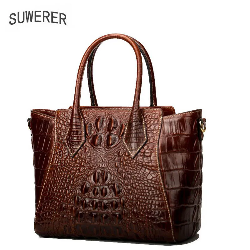 SUWERER Новинка, женская сумка из натуральной кожи, модная сумка из крокодиловой кожи с тиснением, женские сумки из натуральной кожи, сумка на плечо