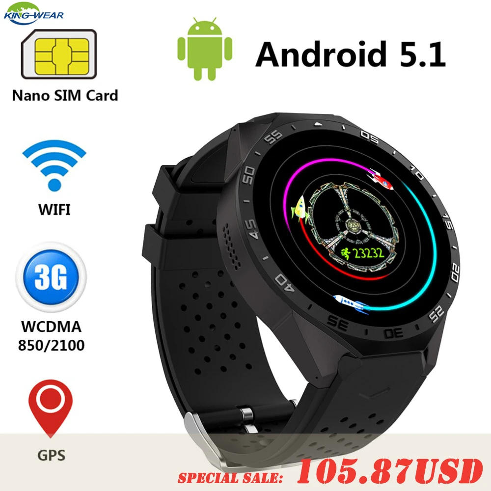 KW88 Kingwear Android 5 1 Смарт часы телефон MTK6580 quad core 3 GHZ 4 GB Встроенная память 512 MB