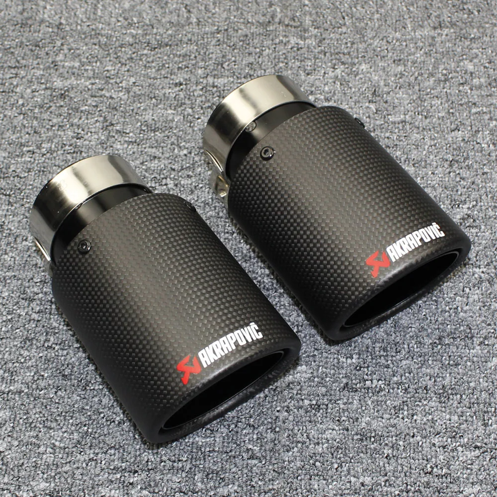 1PCS car accessories AKRAPOVIC exhaust pipe decorative stainless steel carbon fiber muffler matte black exhaust pipe tail throat