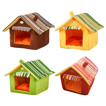 

Teddy House Bed Washable Indoor Pet Bed Dog Cat Tent House Kennels For Small Dog Soft Sponge Dog Puppy Bed