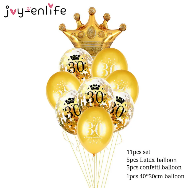 11 шт. 30 40 50 лет шарики короны вечерние гелиевый воздух воздушный шар для взрослых Свадьба юбилей воздушный шар Globos День рождения украшения