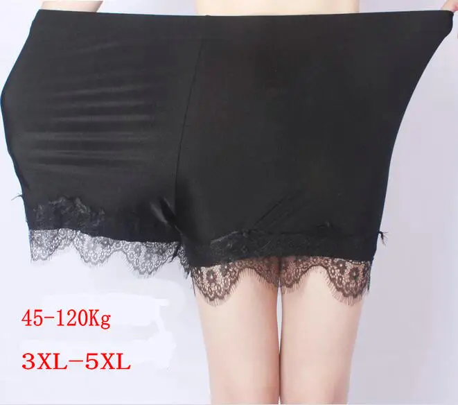 

Nylon luster Short Pants Femme Underwear Women Short Black Loose Sexy Lace Women Safety Short Pants Summer Knickers 3XL-5XL