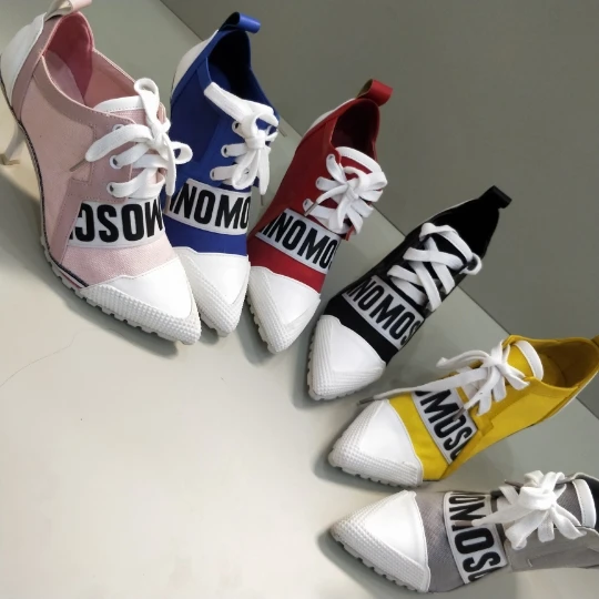 

Pumps Shoes Women 2018 New Arrival Korean Version Candy Color High heel 8CM Female Shoes Cross-tied Pointed Lady's Shoes Pumps