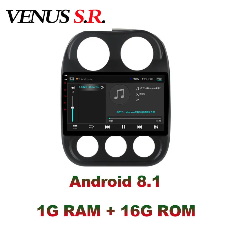 Discount VenusSR Android 8.1 Car DVD Player GPS Navigation Multimedia For JEEP Compass Patriot Radio 2009-2016 car stereo wifi 4
