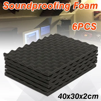

6Pcs 40x30x2cm Acoustic Foam Panels Sound Treatment Convoluted Egg Profile Wedge Acoustic Studio Sponge Soundproofing