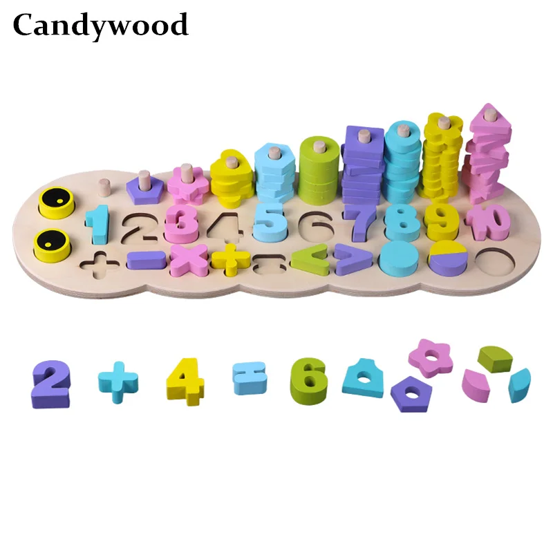 

Montessori Rainbow Rings Children Preschool Teaching Aids Counting and Stacking Board Wooden Math Toy learning educational toys