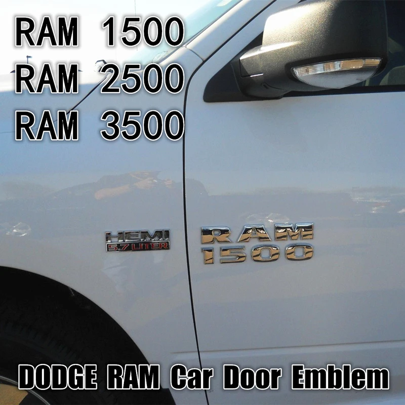 

Silver RAM 1500 2500 3500 HEAVY DUTY Car Door Emblem Front Fender Badge Sticker for Ram Pickup Car Accessories