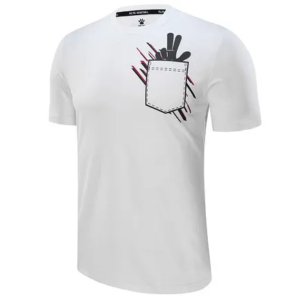 KELME Футболка мужская одежда для спорта и отдыха влагопоглощающая хлопковая Футболка с круглым вырезом и короткими рукавами с принтом 3881514 - Цвет: StyleA White