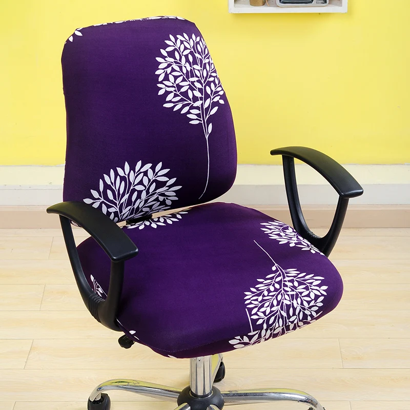 Removable Chair Cover Elastic Office Computer Chair Covers Flower Printed Stretch Rotating Lift Seat Covering Slipcover 