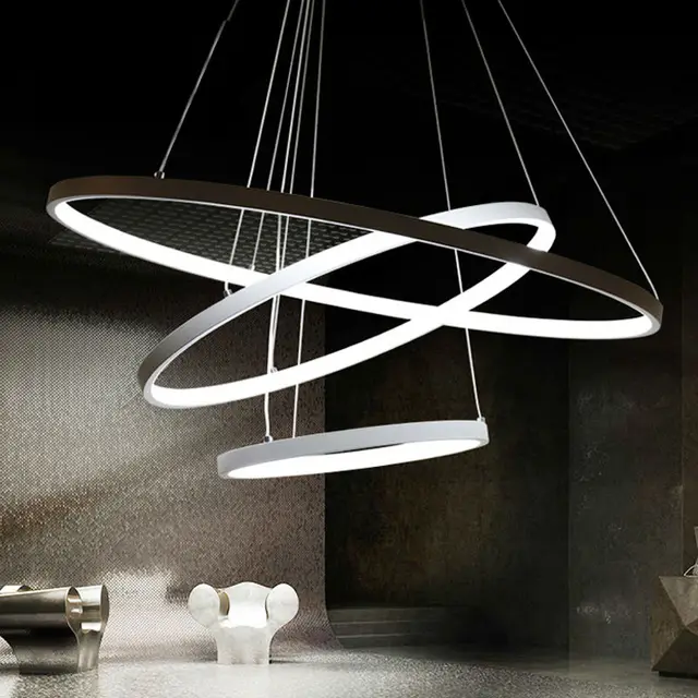 modern led pendant lights for Foyer 3 rings light aluminum pendant lamp