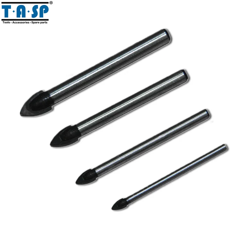 TASP MGDK001 4pcs Glass Drill Bits Tungsten Carbide Tipped for Drilling