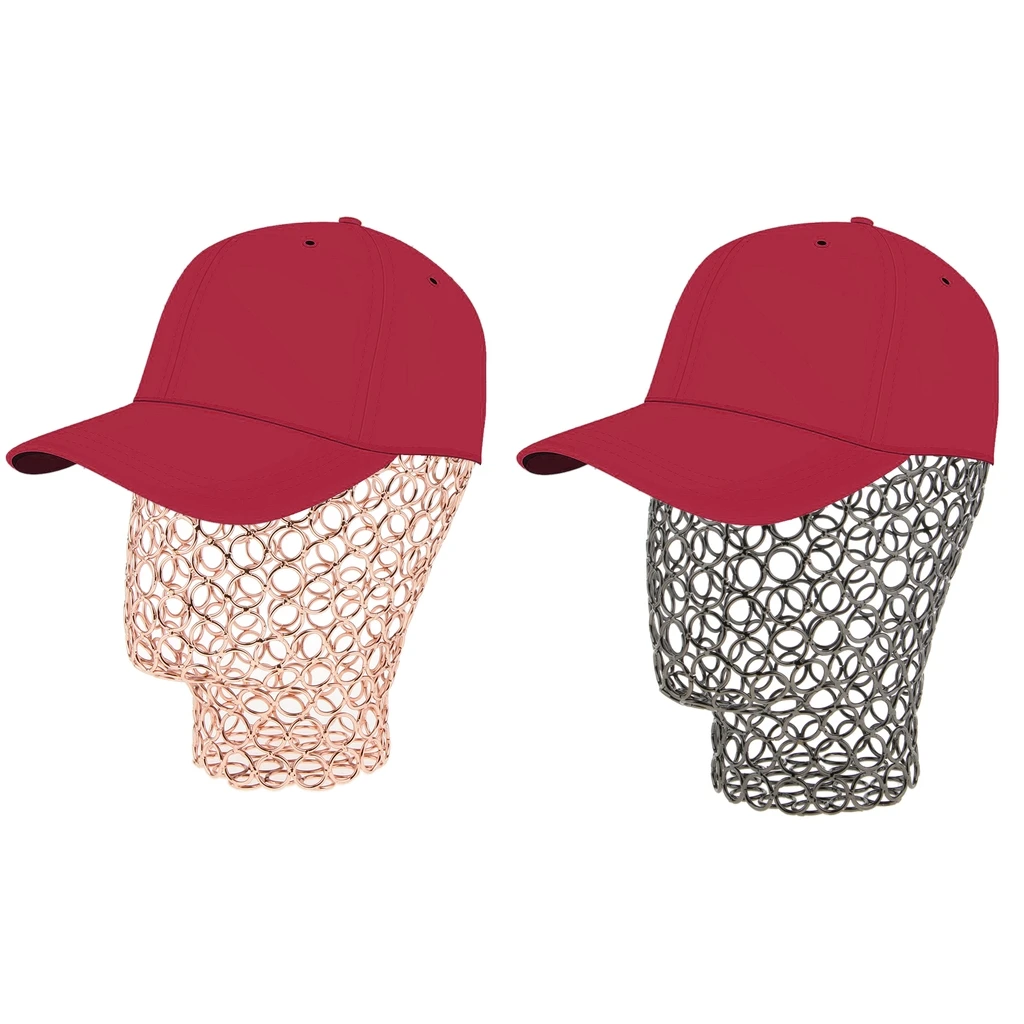 2Pcs Stable Metal Wire Mannequin Head Manikin Model Rack Wigs Hat Jewelry Headset Display Holder Rose Gold/Black