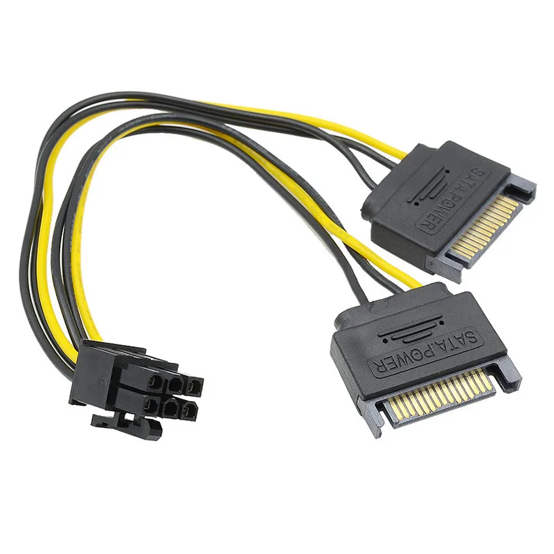 Кабель питания для видеокарты EVGA ASUS с двумя разъемами SATA 15Pin M на PCI e 6