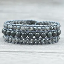 Натуральный богемский камень бусины браслет флэш камень+ синий тигр переплетения многослойный браслет рука строка