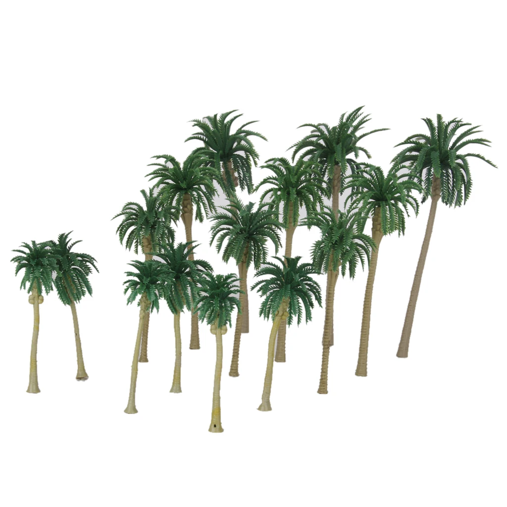 15PCS Miniature Green Tree Model Toy Layout for Diorama Architecture Scenery