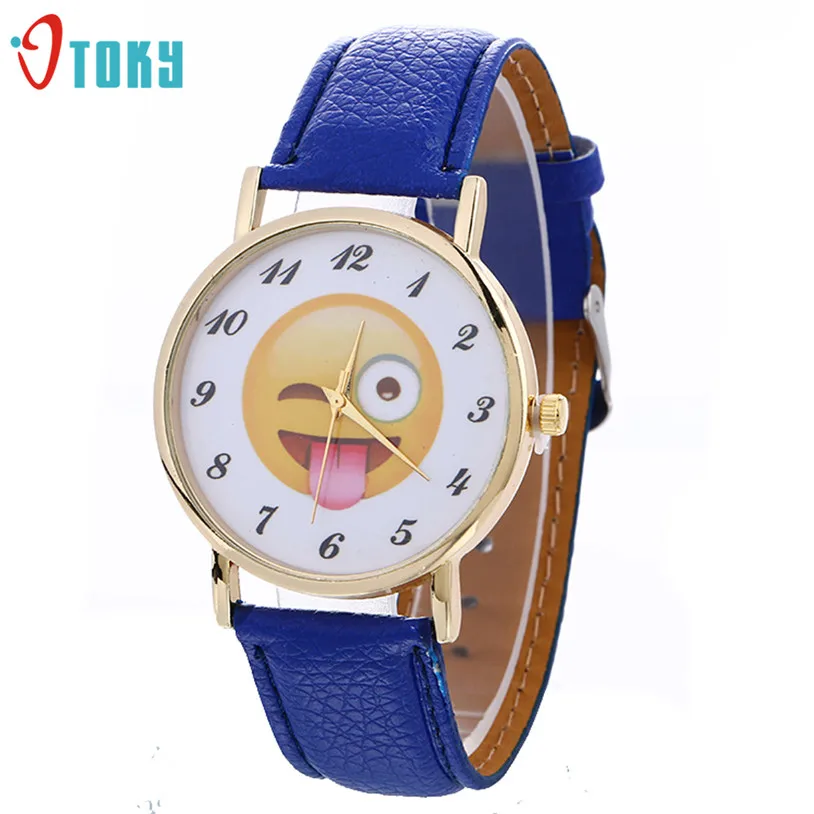 OTOKY Emoticons Emoji Watch Men Women Analog Quartz Watch Leather