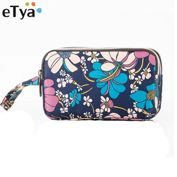 

eTya Fashion Women Wallets Multi-functional wallet Purse Fresh Floral Printed Canvas Female Clutch Credit Card Holder money bag