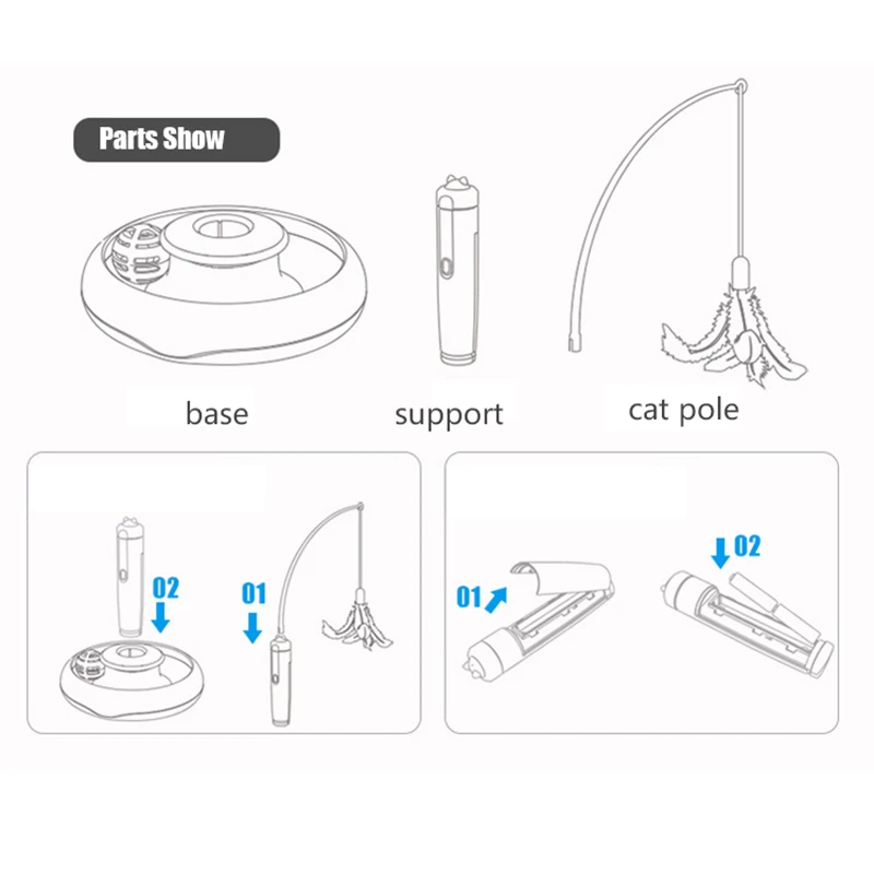 Кошачьи интерактивные игрушки, электрические вращающиеся перьевые игрушки, спиннинг, тизер, жезл, движение, игрушка для кошки, автоматизированная активность, игрушка для кошек, котенок