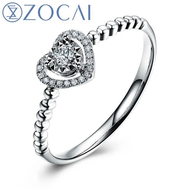 Zocai Serca Kształt Oryginalna 008 Ct Certified Prawdziwy Diament