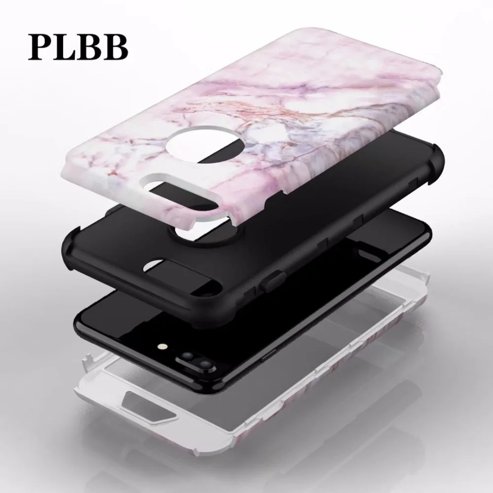 PLBB трехслойный сверхпрочный защитный чехол для телефона для iPhone X, XR, Xs, Max, 6, 6s, 7, 8 Plus, 5, 5S, SE, мягкий+ Гибридный чехол из поликарбоната