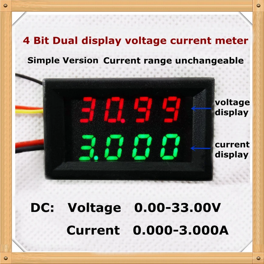 

RD simple version 4 bit DC 0-33V/3A Dual LED Display 0.28 Digital Ammeter Voltmeter voltage current meter [4pcs/lot]