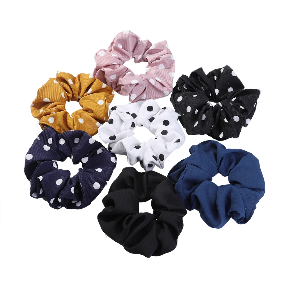 

AWARTY 2PCS Set Women Girls Elastic Hair Band Cotton Hair Ponytail Holder Rubber Sweet Dot Scrunchies Headband Hair Accessories