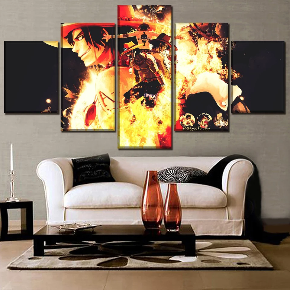 Wall Art Modular Canvas Home Decoration 5 Panel Prints Animation Lufei HD Painting Pictures Poster Modern Bedside Background