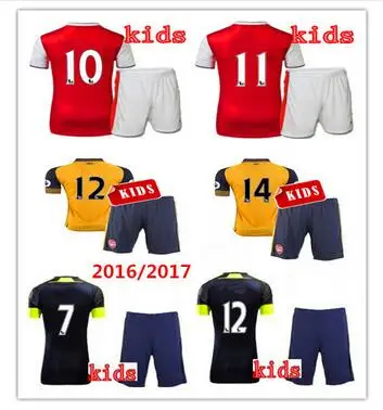 2017 лучшее качество джерси С Коротким рукавом дети комплект Arsenales Футбол 16 17