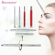 Тату ручка-держатель игл набор с 80 шт круглых игл 3/5/7/21R микроблейдинг иглы туман Перманентный макияж для бровей лезвия для тату Набор