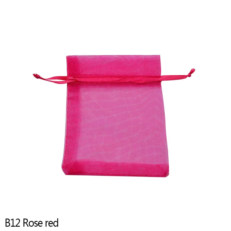 20 шт., 7x9, 9x12, 11x16, 13x18, 15x20 см, Сумка из органзы, одноцветная упаковка для ювелирных изделий, сумки для свадебной вечеринки, сумки для подарков - Цвет: B12 Rose red