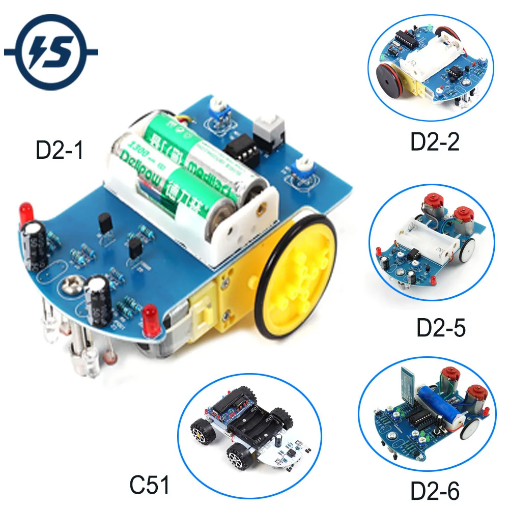 DIY Kit интеллигентая(ый) отслеживание линии салона автомобиля набором 51 MCU электронные патруль автомобильной Запчасти D2-1 D2-2 D2-5 D2-6 C51