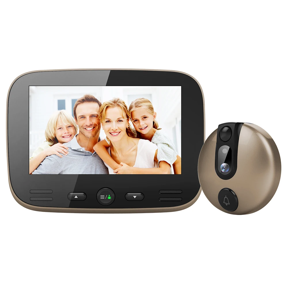 1 Set 2MP Intelligent Door Bell IR LED 4 3 inch colorful Monitor Peephole Security Camera