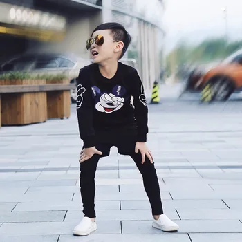 

New Children's Wear 2017 Cartoon Printed Long-sleeve Two-piece Outfit Children Autumn Sports Suits