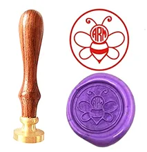 Lovely Bee Monogram Vintage Custom Picture Logo Luxury Wax Seal Sealing Stamp Brass Peacock Metal Handle Gift Set