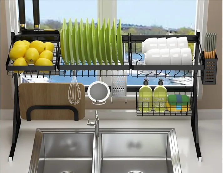 

Stainless Steel Kitchen Sink Drying Rack Foldable Household Storage Holder Dish Drain Rack Tableware Shelf Organizer