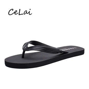 

CeLai Fashion Men Flip Flops 2019 Summer Beach Sandals Slippers for Man Flats High Top Non-slip Shoes Male Sandals Pantufa A-025