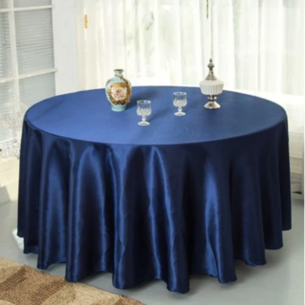 10 шт./упак. темно-синий 120 дюймов Круглая атласная Скатерть для стола для свадебной вечеринки Ресторан банкетные украшения
