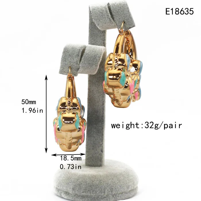 Роскошные золотые серьги-кольца для женщин, розовые, голубые, эмалированные глазурные серьги в форме капли, модные ювелирные изделия для невесты EA032 - Окраска металла: J