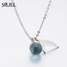 SMJEL-collares de cola de sirena para mujer, cuentas azules, lágrimas de sirena y cola de ballena, Gargantilla, regalo para niña