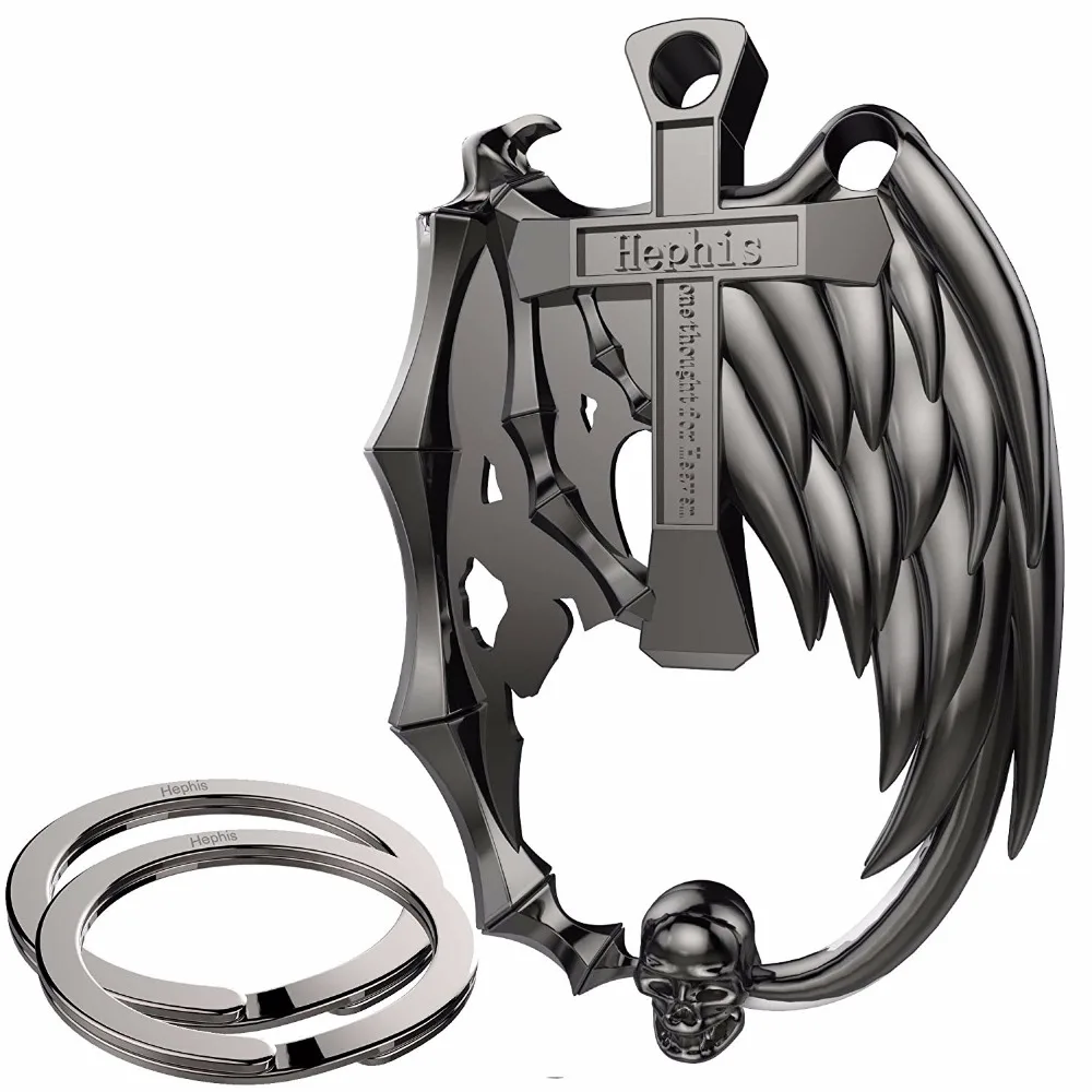 

Hephis K5 Angel Devil KeyChain and Multi Function Bottle Opener Key Chain Unique Skull Key Holder Ring Jewelry Pendant For Gift