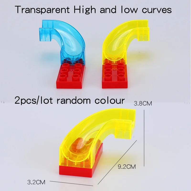 Крупные частицы большие строительные блоки кирпичные части мраморный трек Запуск шары лабиринты трек Воронка совместимые дублированные игрушки для детей - Color: T-high low curve