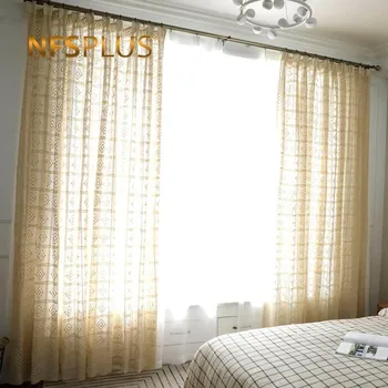 

Knitted Curtain For Bedroom 140x200cm Translucidus 90% Cotton 10% Polyester Solid White Lace Window Curtains For Living Room