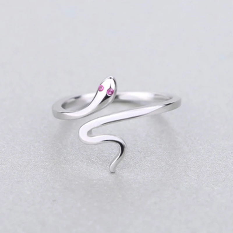 

Solid 925-Sterling-Silver Ring Exquisite Snake with Austrian Crystal Purple Eyes Snake Ring for Women Fashion Party Ring