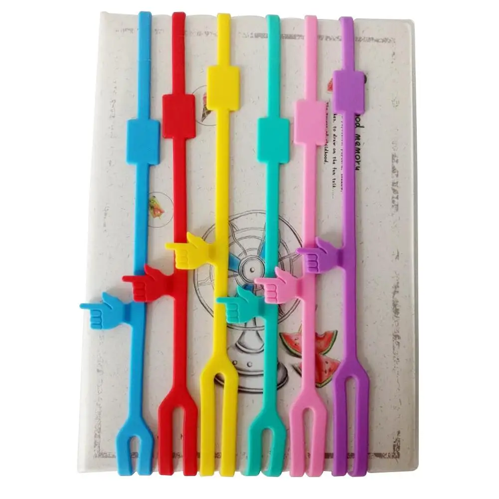 

6 Pcs Silicone Finger Point Bookmarks Book Marker Strap School Supplies Stationery Bookmarks Finger Point Convenient Book Marker