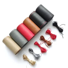 36/38/40 см из натуральной кожи; Кожаная оплетка на руль автомобиля рулевое колесо крышка из мягкой телячьей кожи ручного шитья крышка рулевого колеса универсальный для D типа колеса