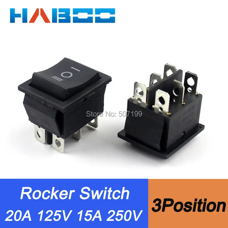 

50pcs/lot SPST boat switch on-off-on 3 position rocker switch KCD4-203 15a 250vac rocker switch