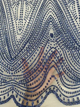 

glitter shining sequence lace navy blue color good quality elegant design factory price